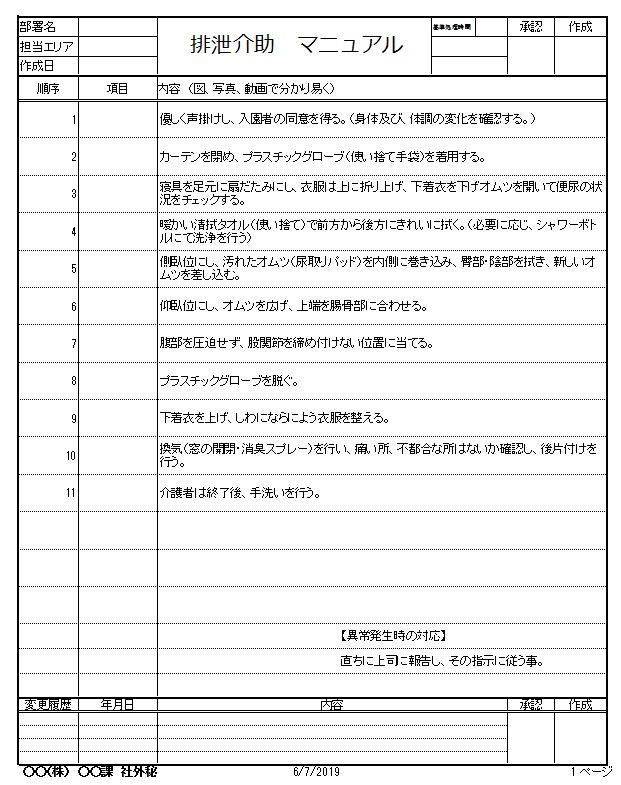 護、医療　　業務マニュアル　見本事例